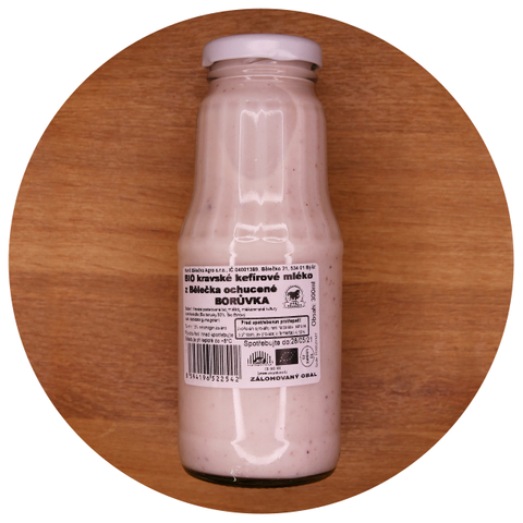 BIO kravské kefírové mléko ochucené jahoda 300ml z Bělečka